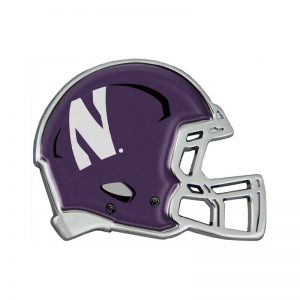 Northwestern Wildcats Chrome Metal Domed Auto Emblem With Helmet Design