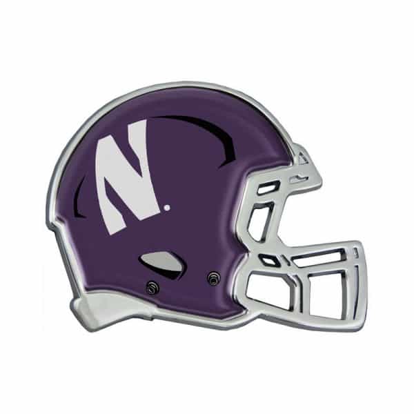 Northwestern Wildcats Chrome Metal Domed Auto Emblem With Helmet Design