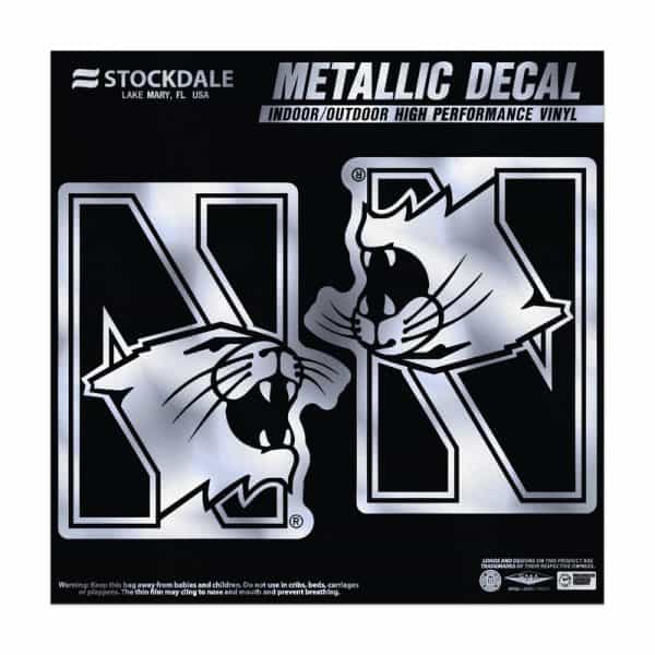 Northwestern University Wildcats Metallic Window Decals 2.75" x 4.25" with N-Cat Design