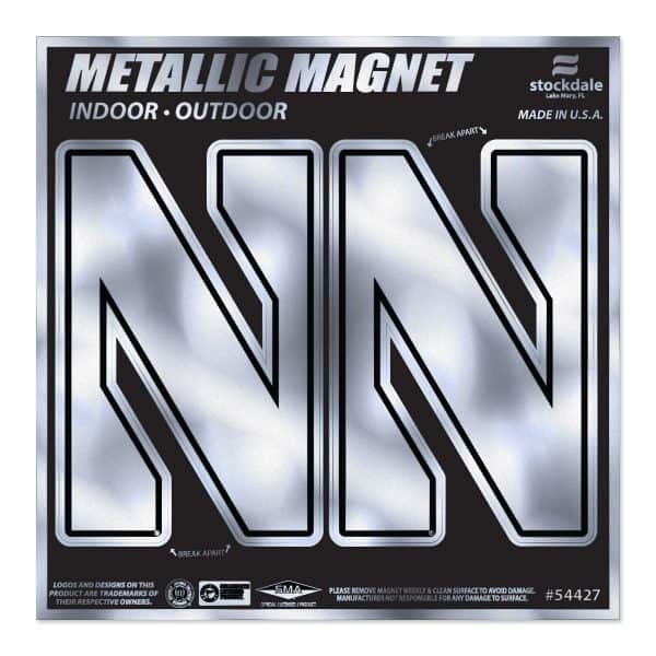 Northwestern Wildcats Indoor/Outdoor Flexible Metallic Magnets Set of Two Stylized N Design 2.5"X4"