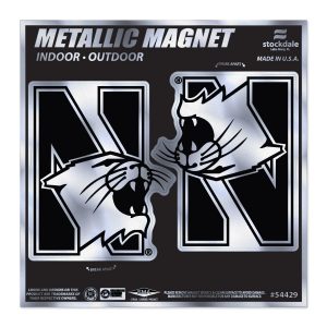 Northwestern Wildcats Indoor/Outdoor Flexible Metallic Magnets Set of Two N-Cat Design 2.5"X4"
