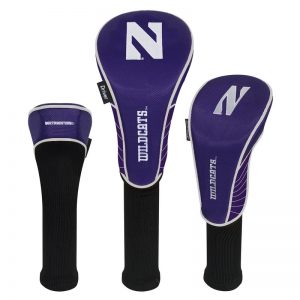 Northwestern Wildcats Set of Three Golf Club Headcovers with Stylized N Design