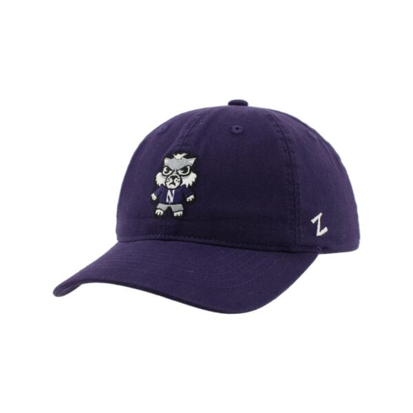 Northwestern University Wildcats Zephyr Unconstructed Adjustable Purple Hat with Tokyodachi Willie the Wildcat Design