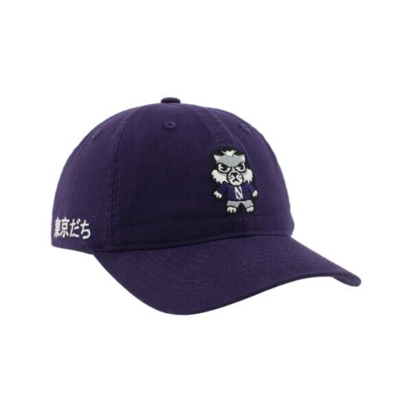 Northwestern University Wildcats Zephyr Unconstructed Adjustable Purple Hat with Tokyodachi Willie the Wildcat Design - Image 2