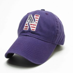 Northwestern Wildcats Legacy Unconstructed Adjustable Purple Hat with Stylized N American Flag Theme Design