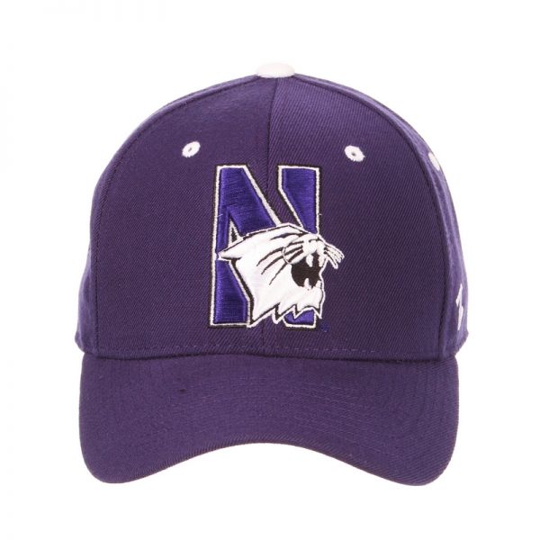 Northwestern University Wildcats Zephyr Dark Purple Fitted Hat with Stylized N-Cat Design - Image 2