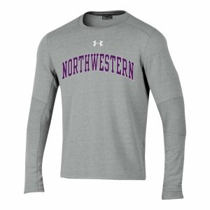 Northwestern University Wildcats Men’s Under Threadborne Ridge Grey Crewneck Sweatshirt with Arch Northwestern Design