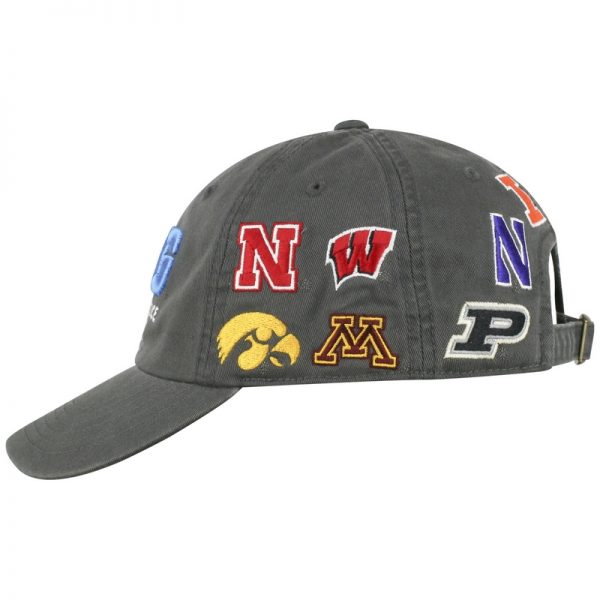 Northwestern University Wildcats TW Unconstructed Adjustable Charcoal Grey Cotton Hat With Big Ten Design - Image 6