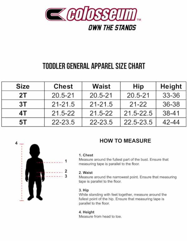 Colosseum Toddler Sizing Chart