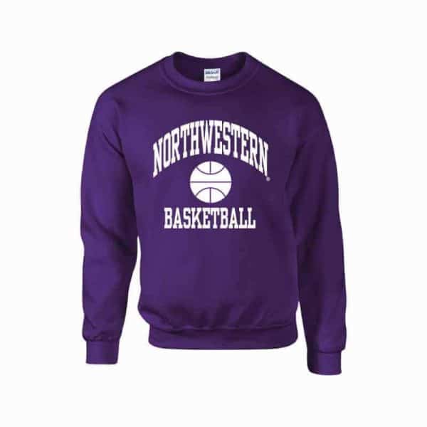 Northwestern University Wildcats Purple Crewneck Sweatshirt with Basketball Design