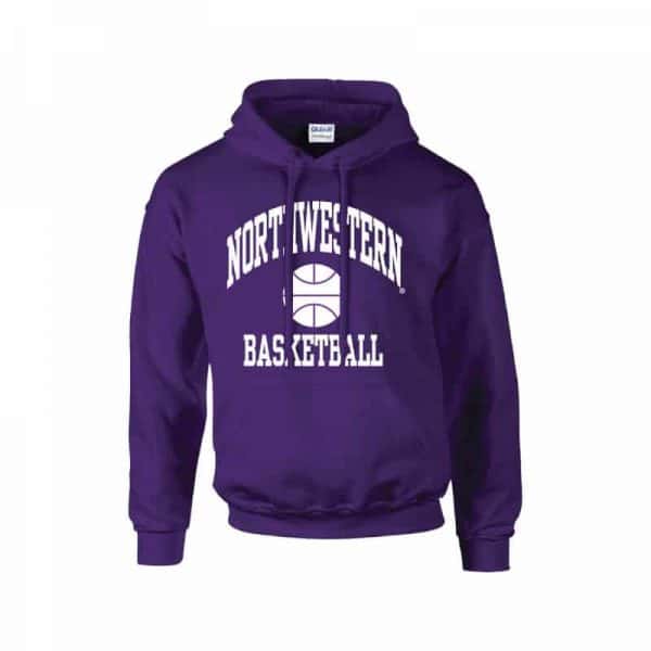 Northwestern University Wildcats Purple Hooded Sweatshirt with Basketball Design