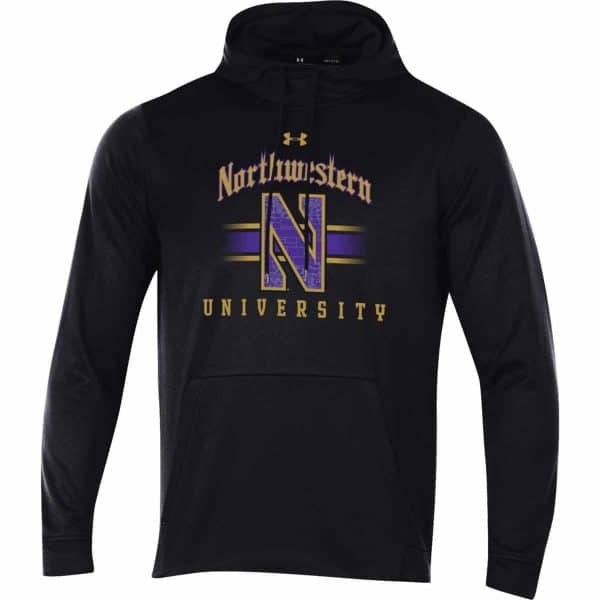 Northwestern Wildcats Men’s Under Armour Tactical Tech™ Black Hooded Sweatshirt with Northwestern University & Stylized N Gothic Design