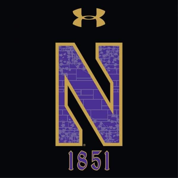 Northwestern University Wildcats Men’s Under Armour Tactical Tech™ Black Hooded Sweatshirt with Stylized N Gothic Design - Image 2