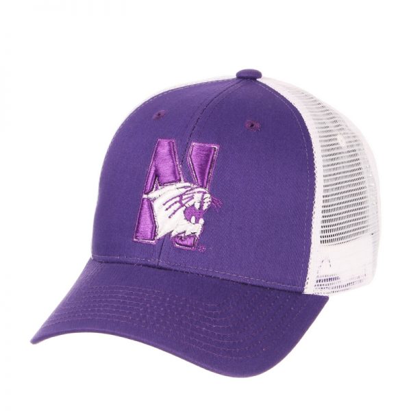 Northwestern Wildcats Zephyr Constructed Adjustable Purple/White Trucker Mesh Hat with N-Cat Design