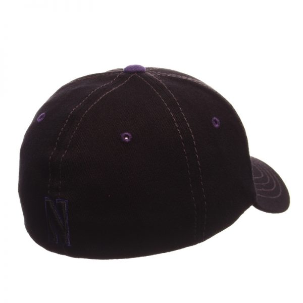 Northwestern University Wildcats Zephyr Constructed Flex Fit Onyx Black Hat with Tonal N-Cat Design - Image 2