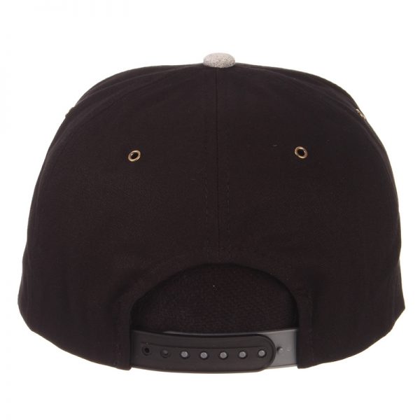Northwestern University Wildcats Zephyr Constructed Adjustable Black/Grey Flat Brim Snapback Hat with Tonal N-cat Design - Image 3