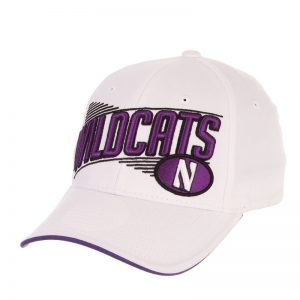 Northwestern Wildcats Zephyr Constructed Adjustable White Cotton Twill Hat with Oversized Wildcats Design