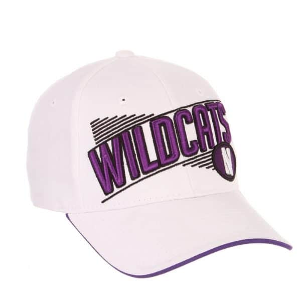 Northwestern University Wildcats Zephyr Constructed Adjustable White Cotton Twill  Hat with Oversized Wildcats Design - Image 3