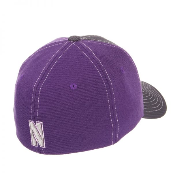 Northwestern University Wildcats Zephyr Constructed Flex Fit Charcoal/Purple Hat with Tonal N-Cat Design - Image 2