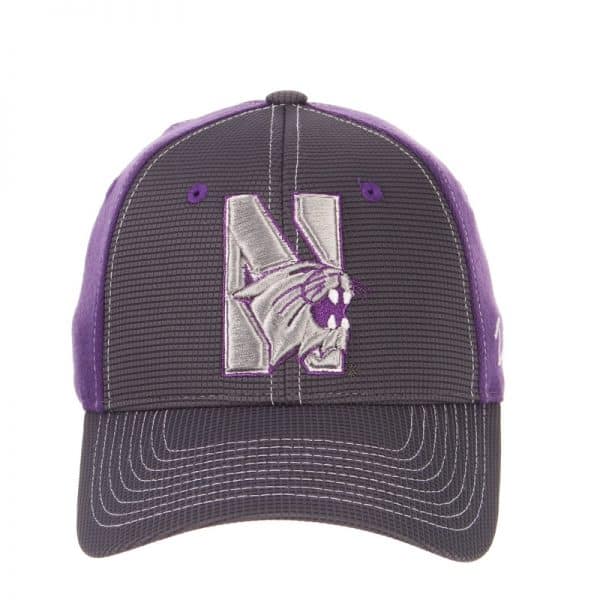Northwestern University Wildcats Zephyr Constructed Flex Fit Charcoal/Purple Hat with Tonal N-Cat Design - Image 3