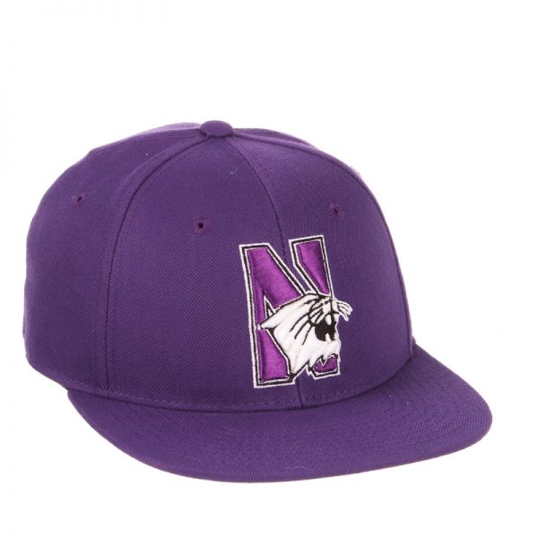 Northwestern Wildcats Zephyr Purple Fitted Hat with Stylized N-Cat Design