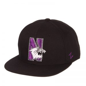 Northwestern Wildcats Zephyr Black Fitted Hat with Stylized N-Cat Design