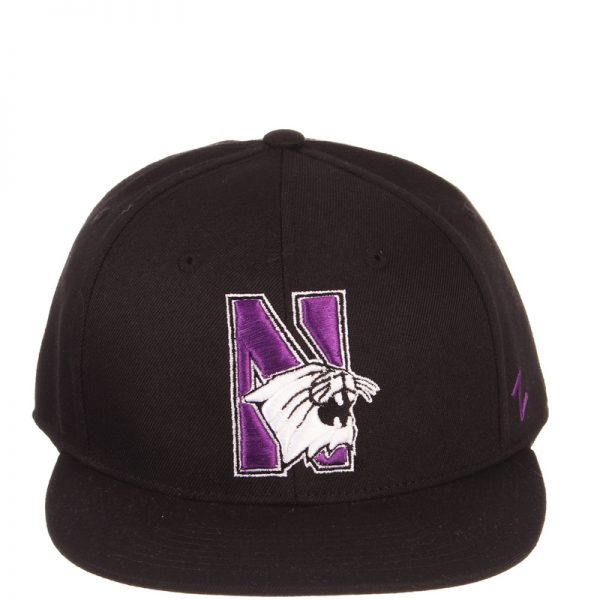 Northwestern University Wildcats Zephyr Black Fitted Hat with Stylized N-Cat Design - Image 5