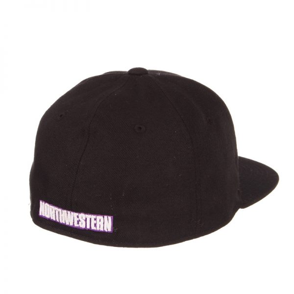 Northwestern Wildcats Zephyr Black Fitted Hat with Stylized N Design