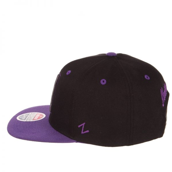 Northwestern Wildcats Zephyr Constructed Adjustable Black/Purple Flat Brim Snapback Hat with Tonal Stylized N Design
