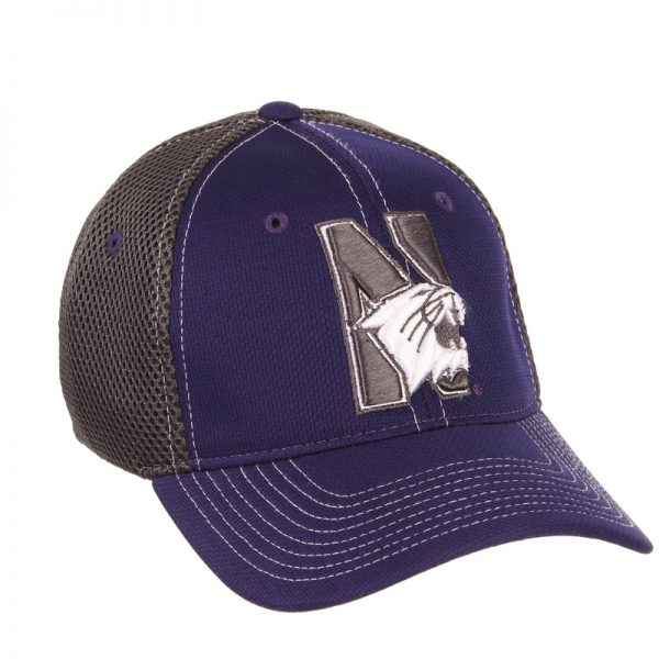 Northwestern University Wildcats Zephyr Constructed Flex Fit Purple/Charcoal Hat with Tonal N-Cat Design - Image 2
