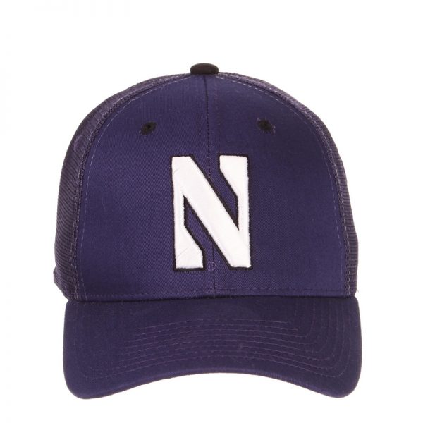 Northwestern University Wildcats Zephyr Constructed Adjustable Purple/Purple Trucker Mesh Hat with Stylized N Design - Image 4