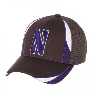 Northwestern Wildcats Zephyr Constructed Flex Fit Charcoal Hat with Purple/White Accent and Stylized N Design