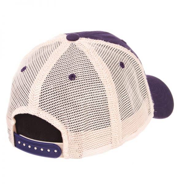 Northwestern University Wildcats Zephyr Unconstructed Adjustable Dark Purple/Natural Trucker Mesh Hat with Stylized N Design - Image 2