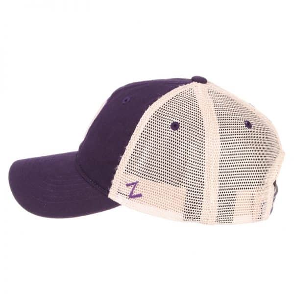 Northwestern University Wildcats Zephyr Unconstructed Adjustable Dark Purple/Natural Trucker Mesh Hat with Stylized N Design - Image 3
