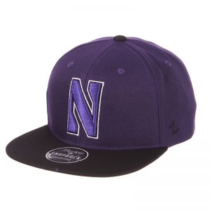 Northwestern Wildcats Zephyr Constructed Adjustable Dark Purple/Black Flat Brim Snapback Hat with Tonal N-cat Design