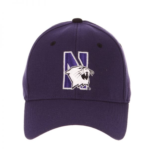 Northwestern University Wildcats Zephyr Constructed Flex Fit Dark Purple Hat  Multicolor N-Cat Design - Image 3