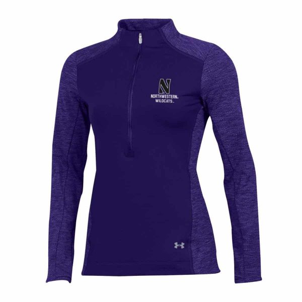 Northwestern University Wildcats Ladies Under Armour Coldgear Nodus Purple 1/2 Zip - Image 3