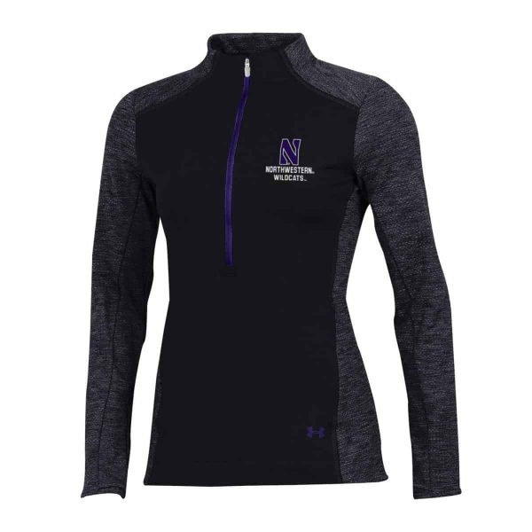 Northwestern University Wildcats Ladies Under Armour Coldgear Nodus Black 1/2 Zip - Image 3