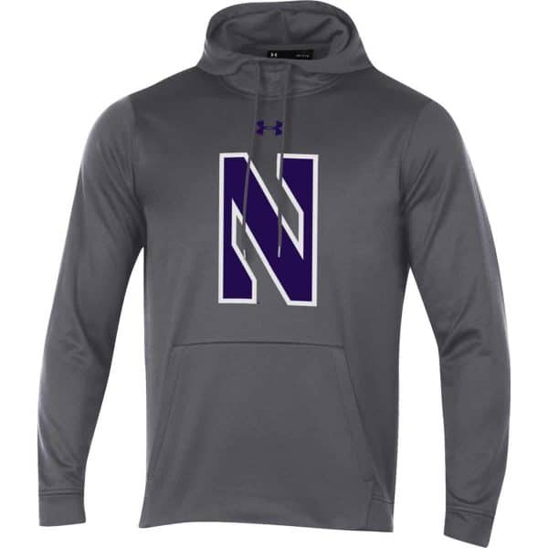 Northwestern University Wildcats Youth Under Armour Tactical Tech™ Dark Grey Hooded Sweatshirt with Stylized N Design - Image 3