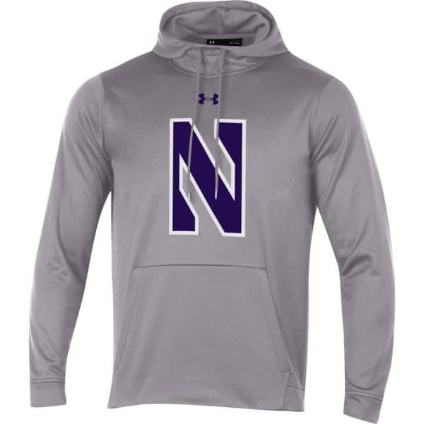 Northwestern University Wildcats Youth Under Armour Tactical Tech™ Light Grey Hooded Sweatshirt with Stylized N Design - Image 3