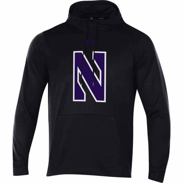 Northwestern University Wildcats Men’s Under Armour Tactical Tech™ Black Hooded Sweatshirt with Stylized N Design - Image 3