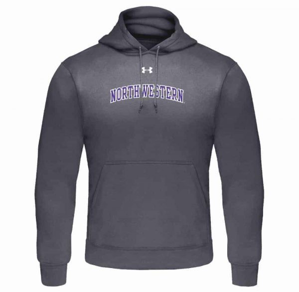 Northwestern Wildcats Under Armour Graphite Fleece Hood with Printed Arched Northwestern