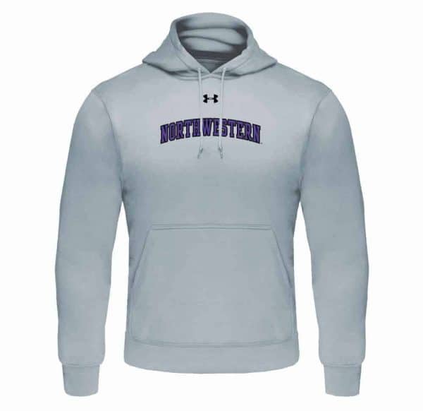 Northwestern Wildcats Under Armour Silver Fleece Hood with Printed Arched Northwestern
