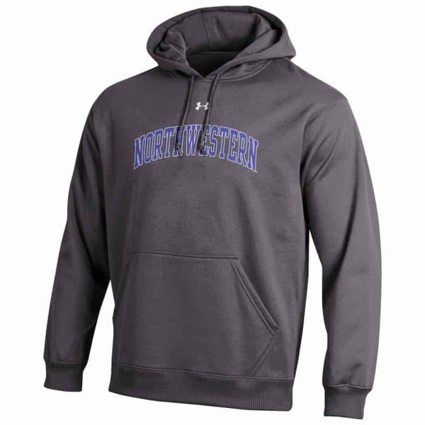 Northwestern Wildcats Under Armour Graphite Fleece Hood with Printed Arched Northwestern