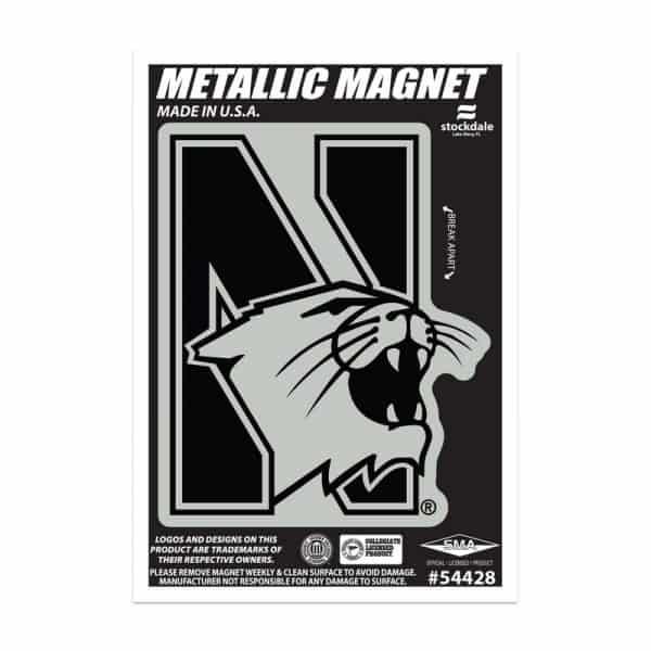 Northwestern Wildcats Indoor/Outdoor Flexible Metallic Magnet N-Cat Design 2.5"X4"