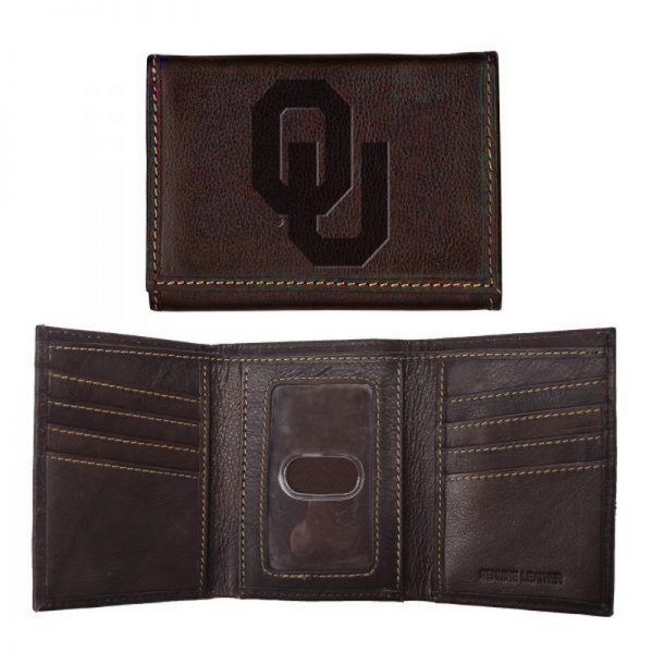 Northwestern University Wildcats Black Onyx Contrast Stitch Genuine Leather Trifold Wallet - Image 3