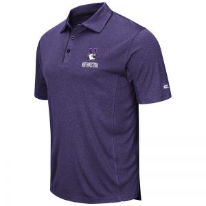 Northwestern University Wildcats Colosseum Mens Heather Purple Maestro Polo Shirt with N-Cat Design