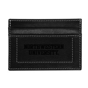 Northwestern University Wildcats Black Onyx Sierra Genuine Leather Card Holder