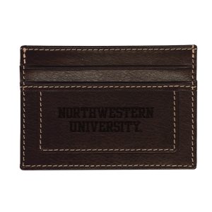 Northwestern University Wildcats Chestnut Brown Sierra Genuine Leather Card Holder