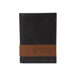 Northwestern University Wildcats Westbridge Black/Tan Two Tone Genuine Leather Trifold Wallet